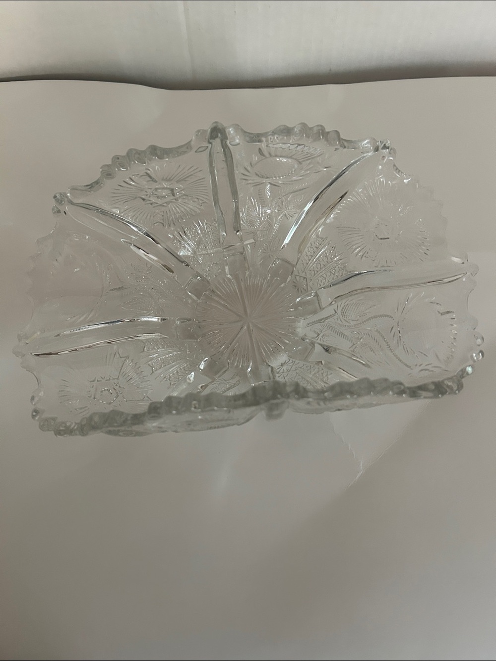 Clear Pressed Glass Divided Serving Dish - Home Dining